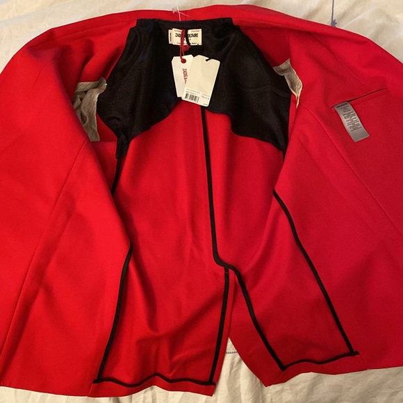 Zadig&Voltair Virgin Wool Stretch Crisp True Red Jacket New With Tags - Picture 9 of 16